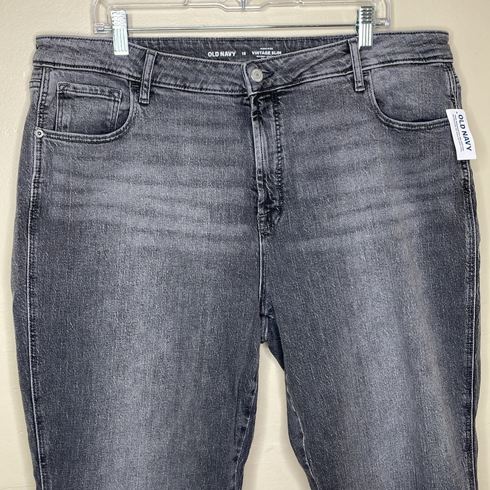 OLD NAVY Jeans Gray VINTAGE SLIM High Rise Secret Smooth Pockets Stretchy NWT 18 - Picture 3 of 12